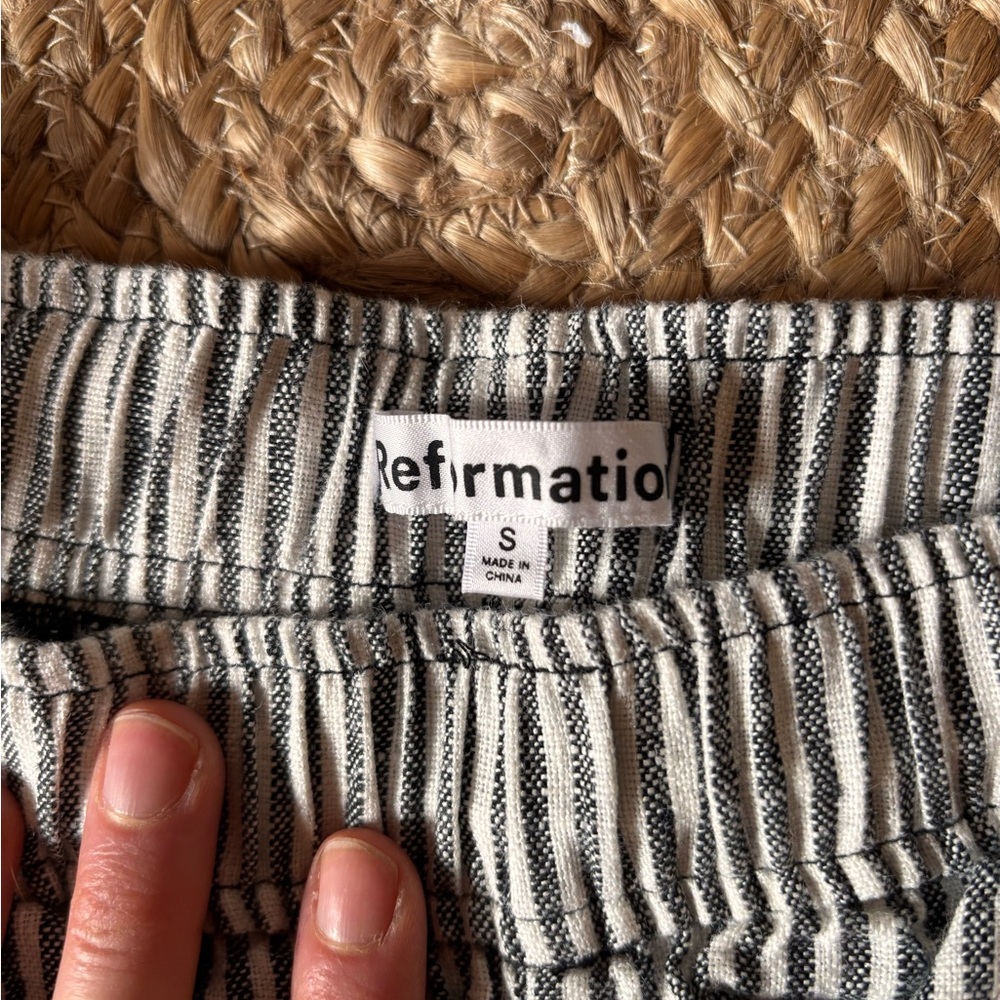 Reformation Black and White Striped Trousers